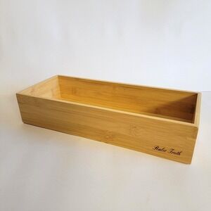 Bamboo Storage Organizer Bin Natural Wood 15x6x3 Rectangular Tray‎
